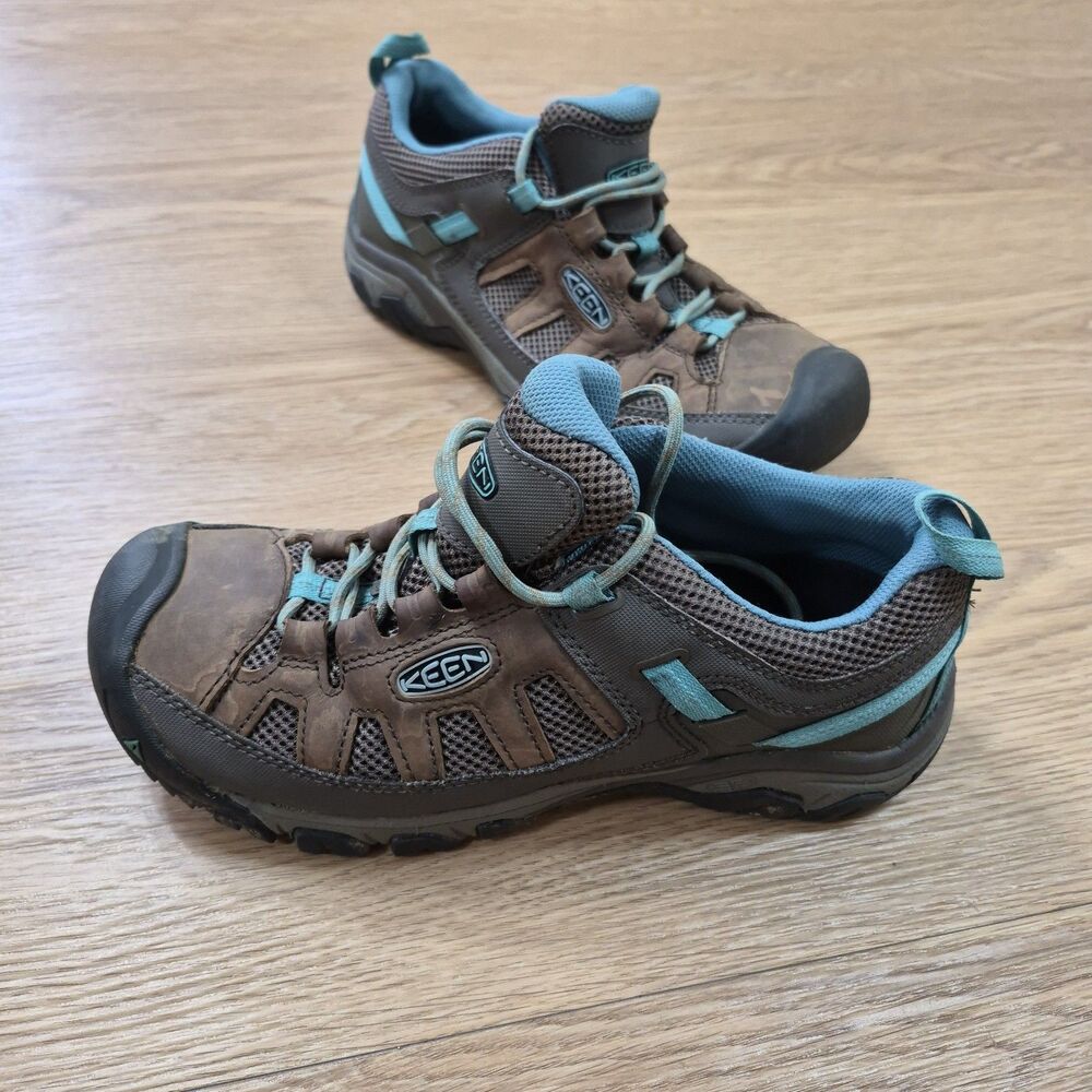 Keen Womens Targhee III Low WP Shoes Hiking Boots Green Accent Lace Up Size 10